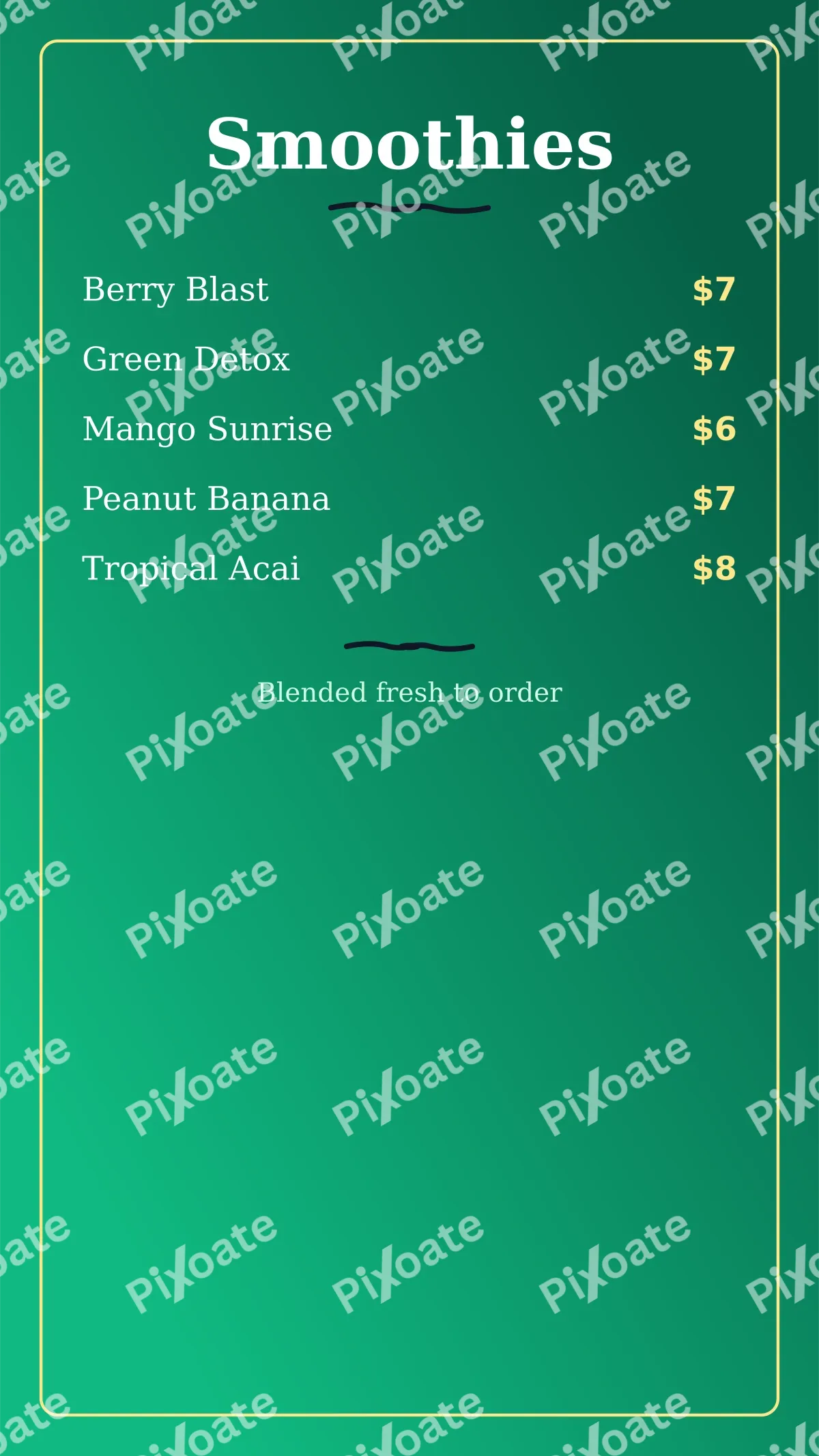 Smoothie Menu Smoothie Menu — editable green restaurant template, story / reel