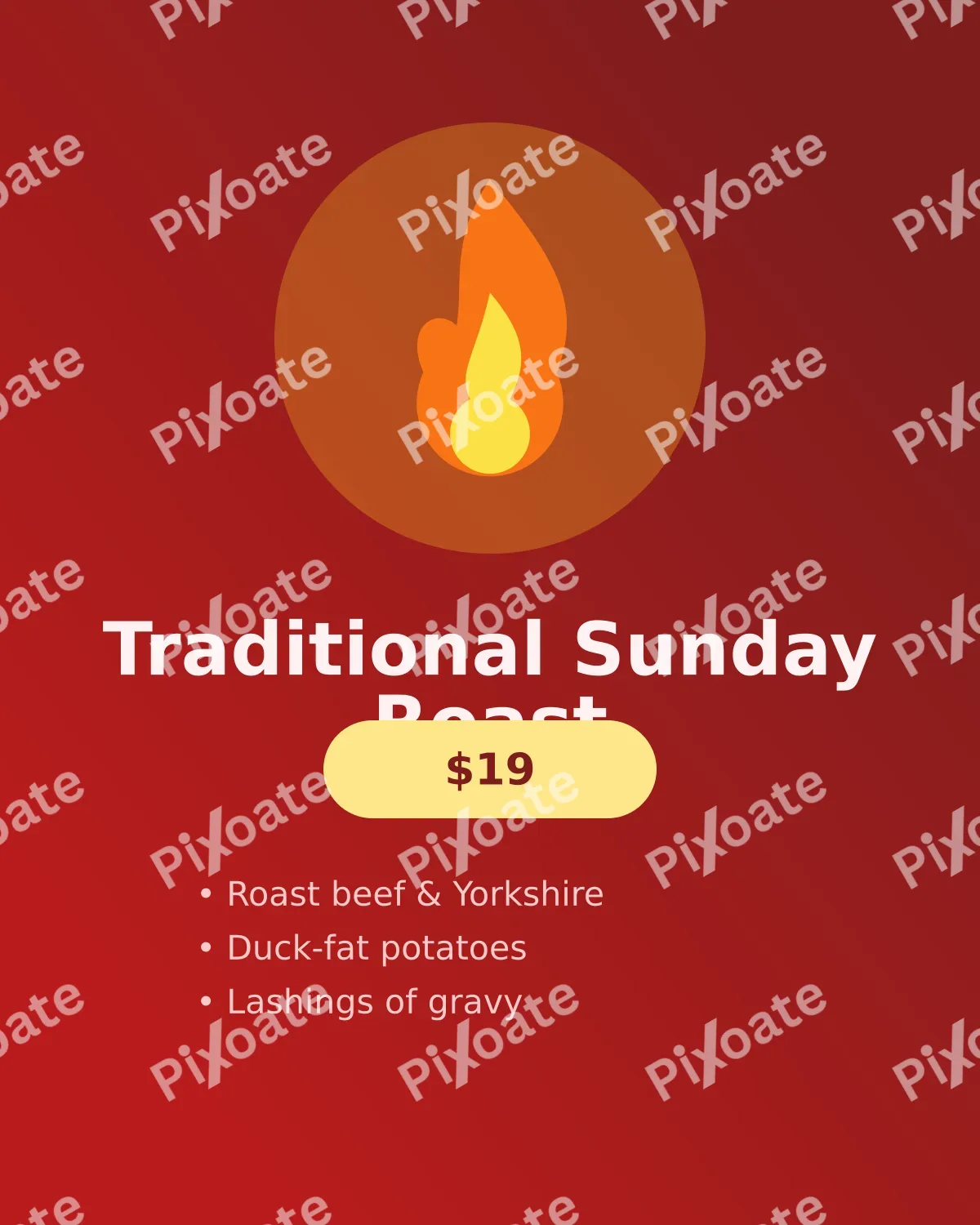 Sunday Roast Sunday Roast — editable red restaurant template, instagram portrait