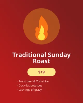 Sunday Roast — editable red restaurant template, instagram portrait