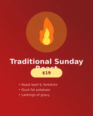 Sunday Roast — editable red restaurant template, instagram portrait
