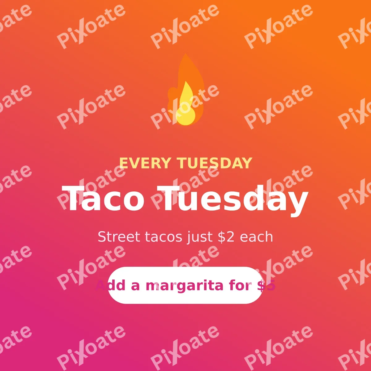 Taco Tuesday — editable pink restaurant template, instagram post