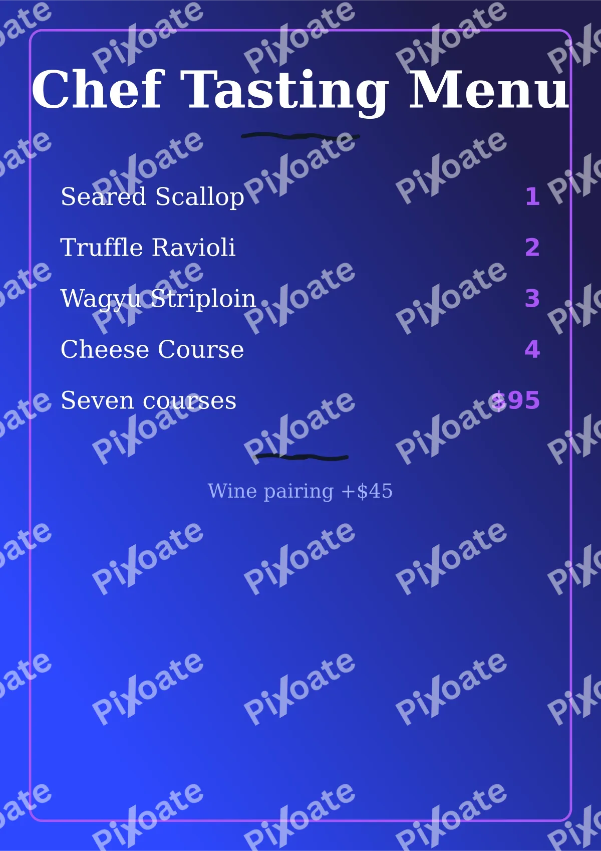 Tasting Menu Tasting Menu — editable blue restaurant template, a4 print
