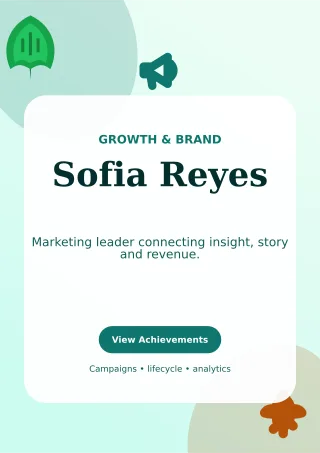 Botanical Marketing Manager Resume One-page Resume — editable white résumé and career template, a4 print