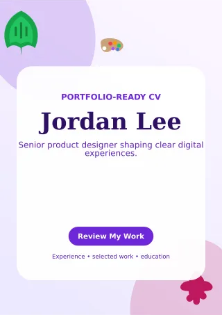 Botanical Product Designer Resume Creative Resume — editable white résumé and career template, a4 print