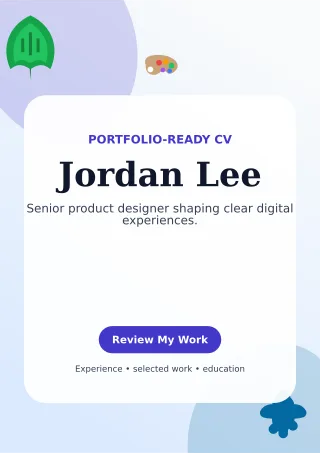 Botanical Product Designer Resume One-page Resume — editable white résumé and career template, a4 print