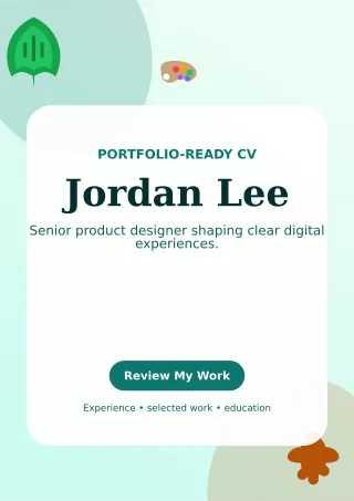Botanical Product Designer Resume Professional CV — editable white résumé and career template, a4 print