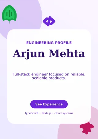 Botanical Software Engineer Resume Professional CV — editable white résumé and career template, a4 print