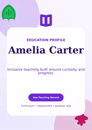 Botanical Teacher Resume Creative Resume — editable white résumé and career template, a4 print