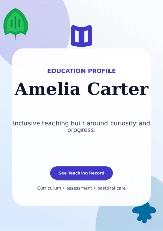 Botanical Teacher Resume One-page Resume — editable white résumé and career template, a4 print