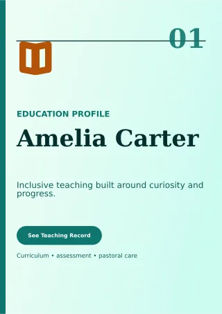 Editorial Teacher Resume Creative Resume — editable white résumé and career template, a4 print