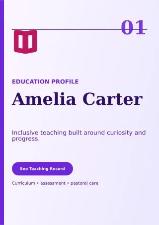 Editorial Teacher Resume One-page Resume — editable white résumé and career template, a4 print