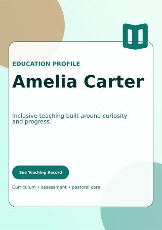 Glass Teacher Resume One-page Resume — editable white résumé and career template, a4 print