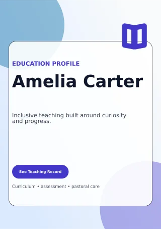 Glass Teacher Resume Professional CV — editable white résumé and career template, a4 print