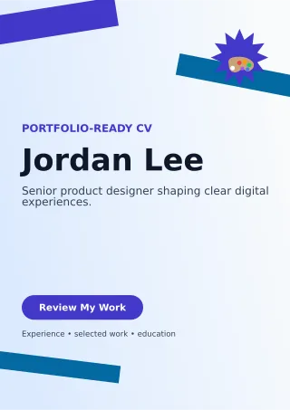 Kinetic Product Designer Resume Creative Resume — editable white résumé and career template, a4 print