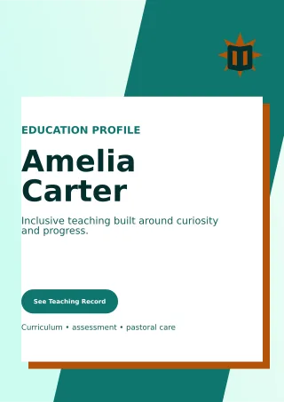 Neo Teacher Resume Professional CV — editable white résumé and career template, a4 print