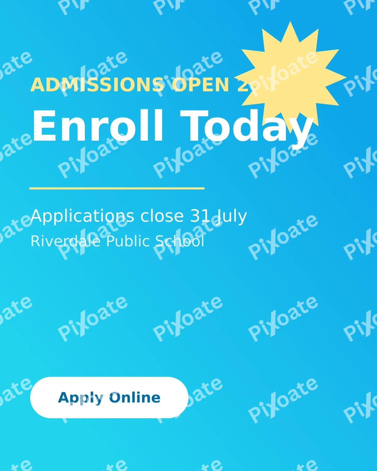 Admissions Open — editable blue school template, instagram portrait