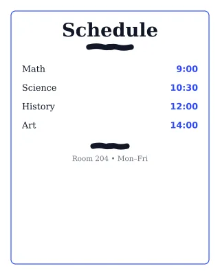 Class Schedule — editable white school template, instagram portrait