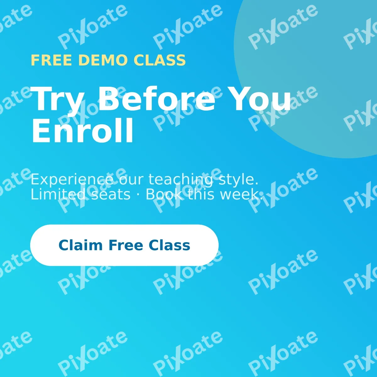 Free Demo Class Free Demo Class — editable blue school template, instagram post