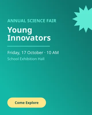 Science Fair — editable teal school template, instagram portrait