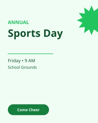 Sports Day — editable white school template, instagram portrait
