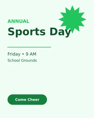 Sports Day — editable white school template, instagram portrait