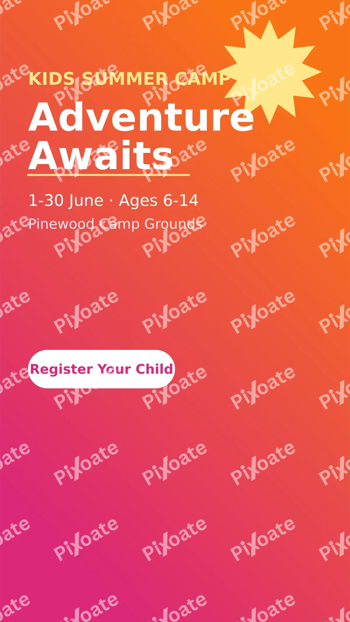 Summer Camp — editable pink school template, story / reel