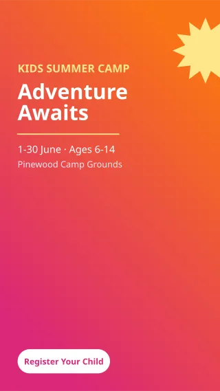 Summer Camp — editable pink school template, story / reel