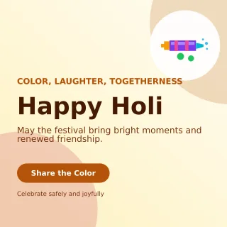 Aurora Holi Greeting Square Post — editable white seasonal template, instagram post