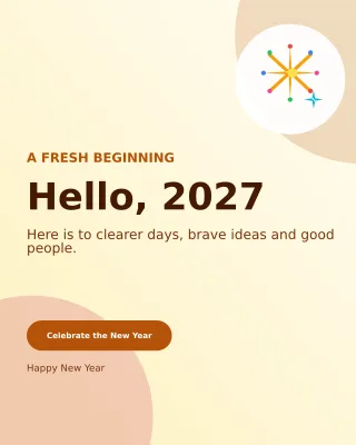 Aurora New Year Greeting Portrait Post — editable white seasonal template, instagram portrait