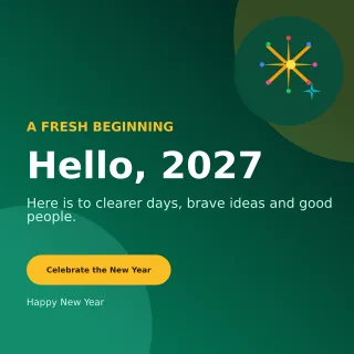 Aurora New Year Greeting Square Post — editable black seasonal template, instagram post