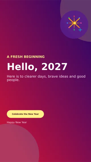 Aurora New Year Greeting Story — editable purple seasonal template, story / reel