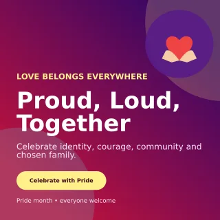 Aurora Pride Celebration Square Post — editable purple seasonal template, instagram post