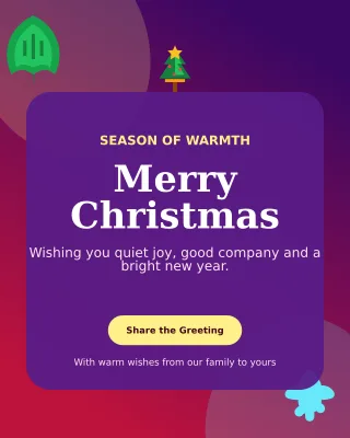 Botanical Christmas Greeting Portrait Post — editable purple seasonal template, instagram portrait