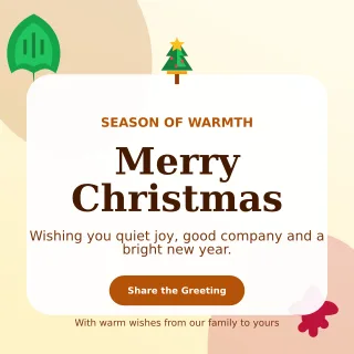 Botanical Christmas Greeting Square Post — editable white seasonal template, instagram post