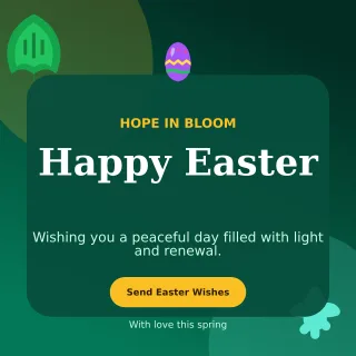 Botanical Easter Greeting Square Post — editable black seasonal template, instagram post