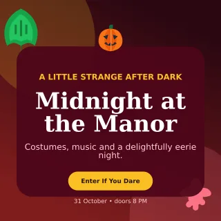 Botanical Halloween Event Square Post — editable black seasonal template, instagram post