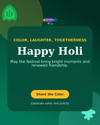 Botanical Holi Greeting Portrait Post — editable black seasonal template, instagram portrait