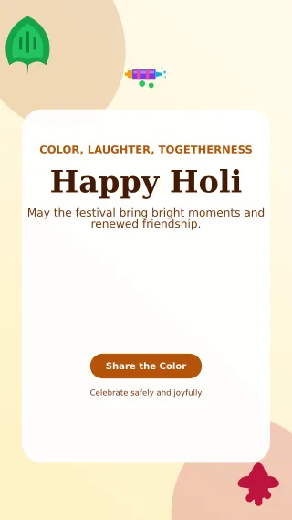 Botanical Holi Greeting Story — editable white seasonal template, story / reel