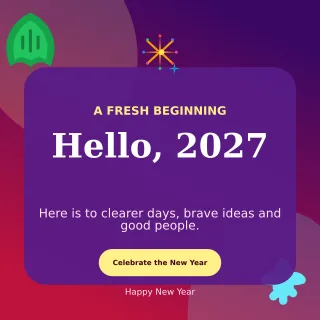Botanical New Year Greeting Square Post — editable purple seasonal template, instagram post