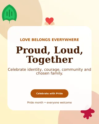 Botanical Pride Celebration Portrait Post — editable white seasonal template, instagram portrait