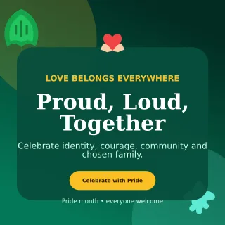 Botanical Pride Celebration Square Post — editable black seasonal template, instagram post