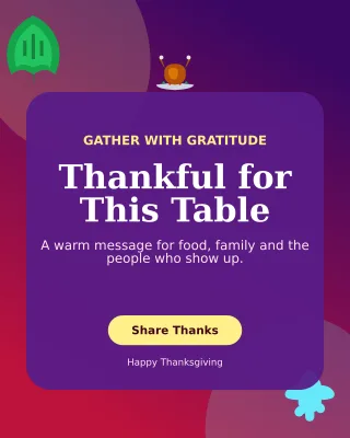 Botanical Thanksgiving Greeting Portrait Post — editable purple seasonal template, instagram portrait