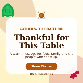 Botanical Thanksgiving Greeting Square Post — editable white seasonal template, instagram post