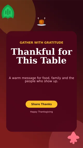 Botanical Thanksgiving Greeting Story — editable black seasonal template, story / reel