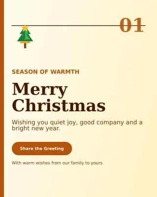 Editorial Christmas Greeting Portrait Post — editable white seasonal template, instagram portrait