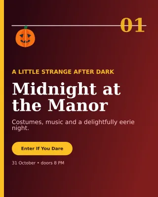 Editorial Halloween Event Portrait Post — editable black seasonal template, instagram portrait