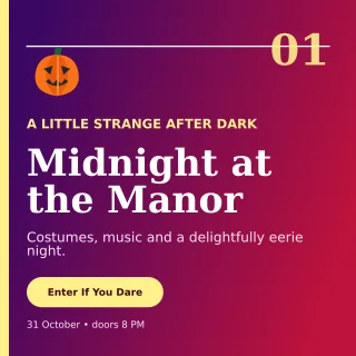 Editorial Halloween Event Square Post — editable purple seasonal template, instagram post