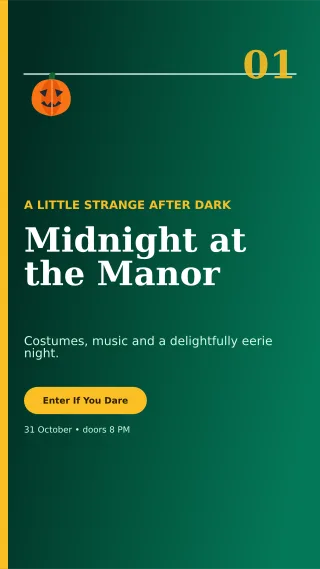 Editorial Halloween Event Story — editable black seasonal template, story / reel