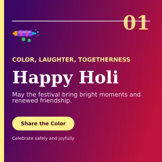 Editorial Holi Greeting Square Post — editable purple seasonal template, instagram post