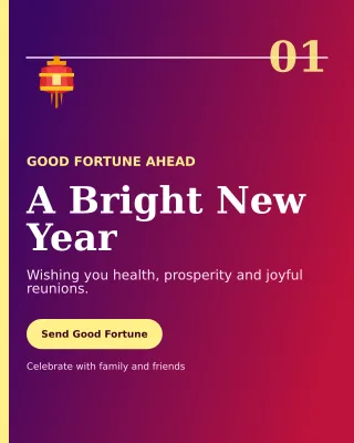 Editorial Lunar New Year Portrait Post — editable purple seasonal template, instagram portrait